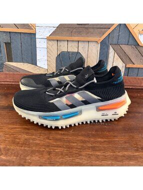 Adidas NMD S1 Core Black Blue Orange Shoes Men's Size 10